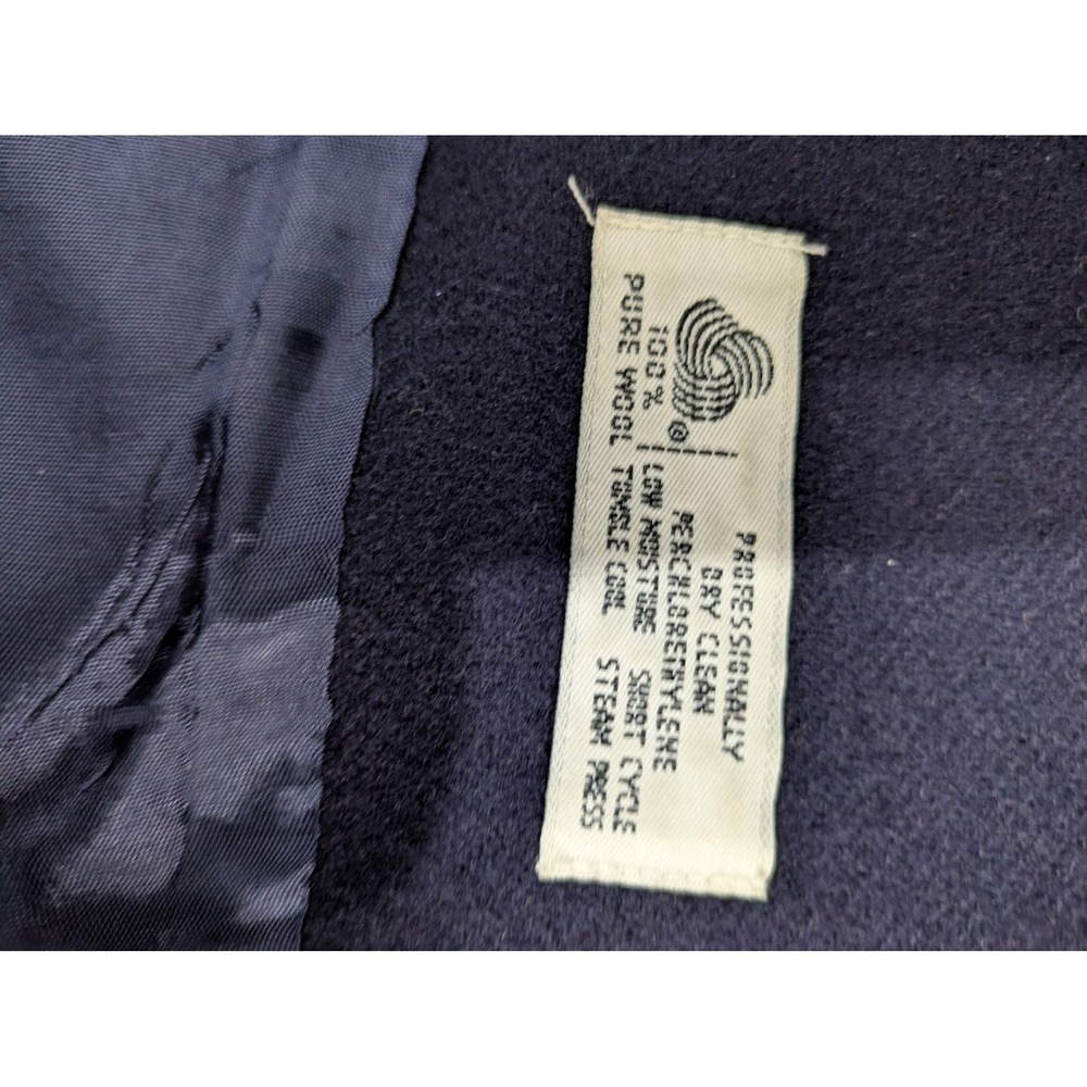 Forecaster of Boston Blazer Women's 7/8 Navy Blue 100% Pure Wool Double Breasted - Picture 8 of 13